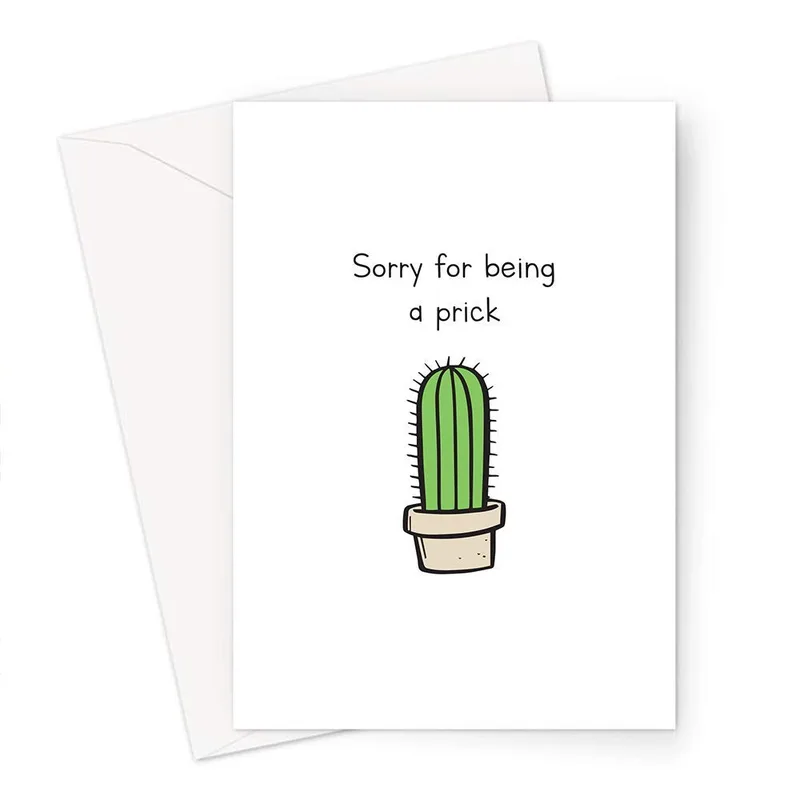 Sorry Cactus Card: A Prickly Apology in Green