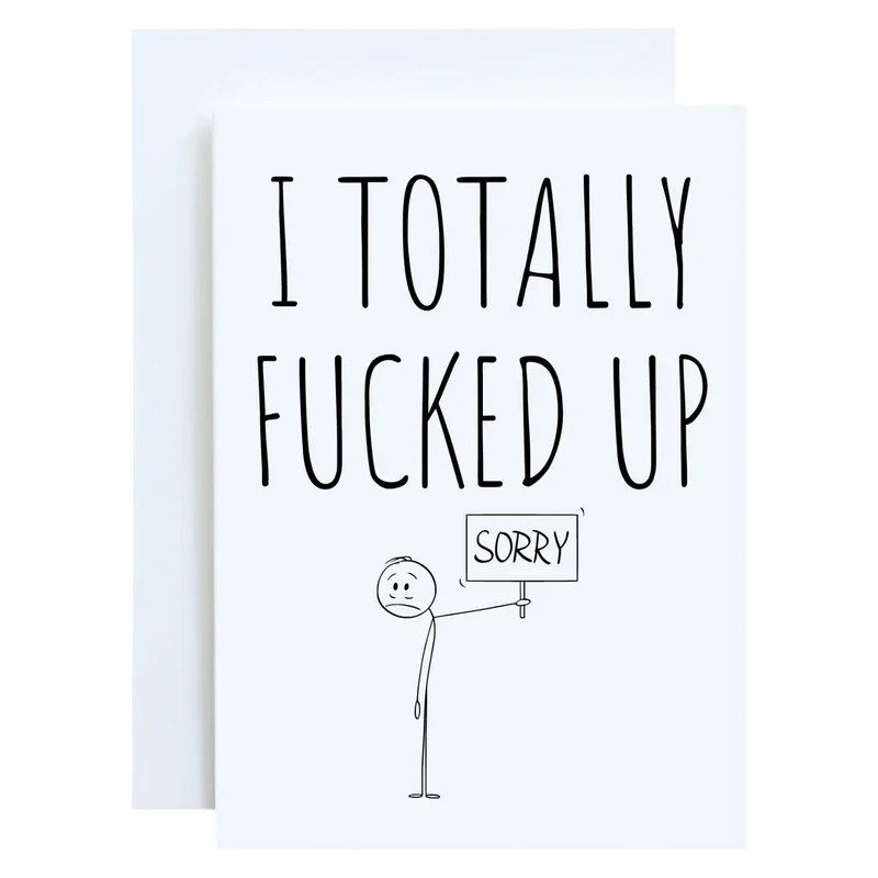 Sorry I Messed Up Card: A Stick Figure Apology With a Sign