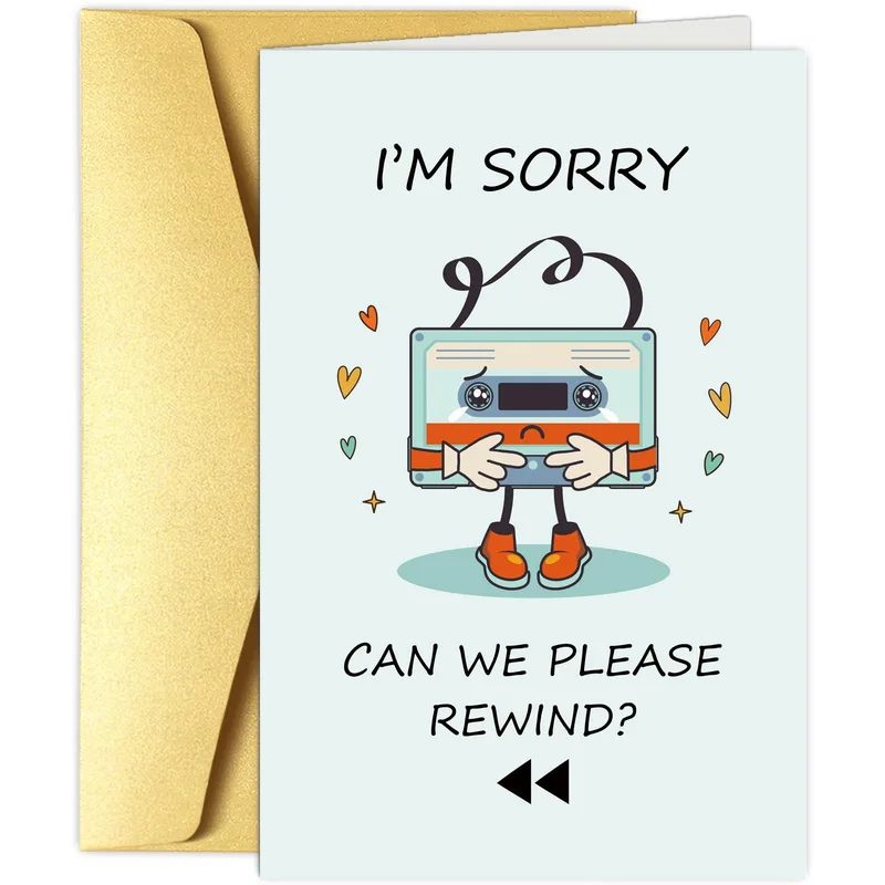 Please Rewind Card: A Cassette Apology for Him or Her