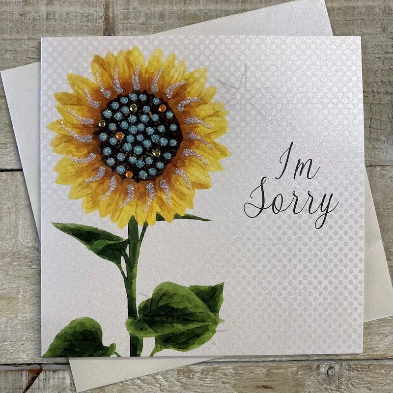 Sorry Sunflower Card with a Sparkling Apology Message
