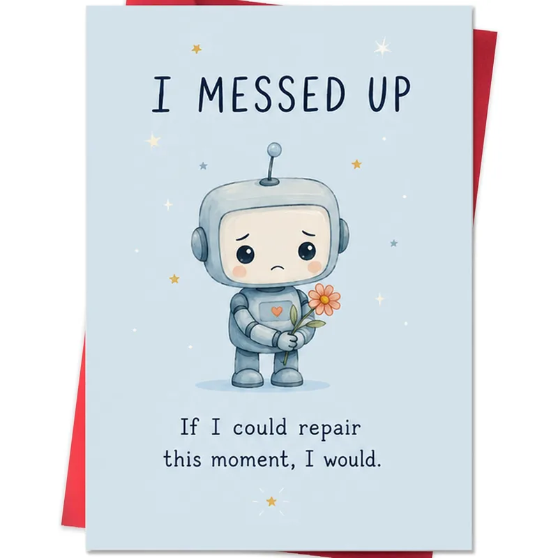Sorry Robot Card: A Little Blue Apology That Says It All