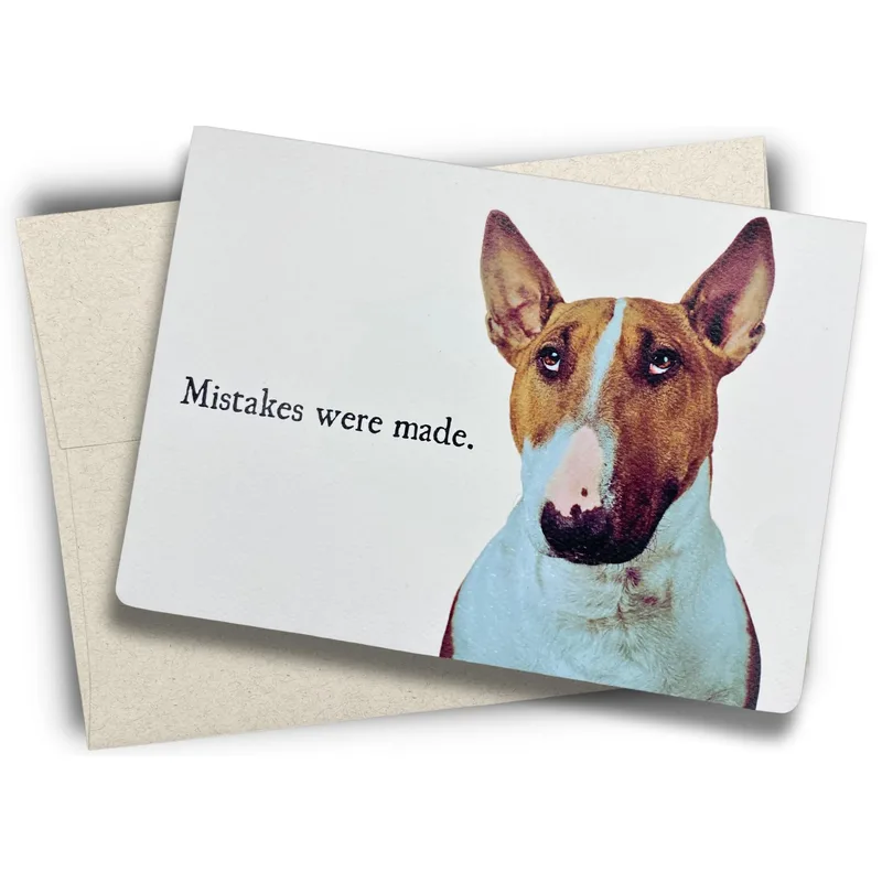 Bull Terrier Apology Card: Mistakes Were Made, Pal
