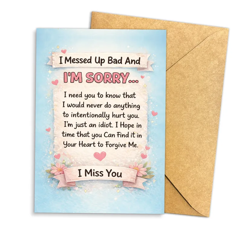Sorry for Hurting You Card: A Heartfelt Apology in Pink and Blue