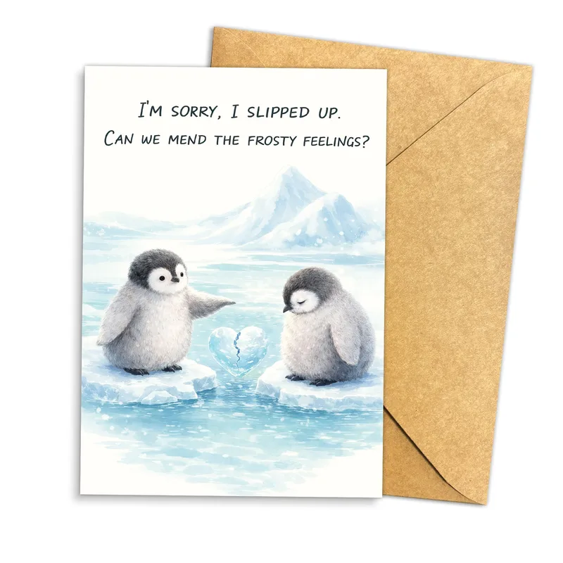 Penguin Apology Card: Mend the Frosty Feelings