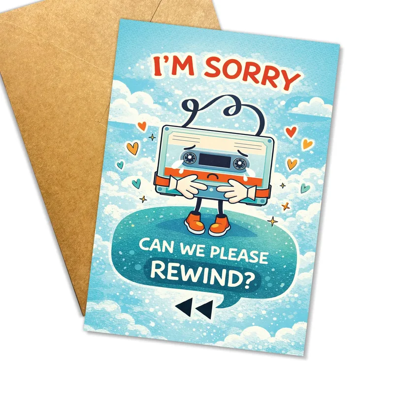 Cassette Tape Apology Card for Saying Sorry Fast