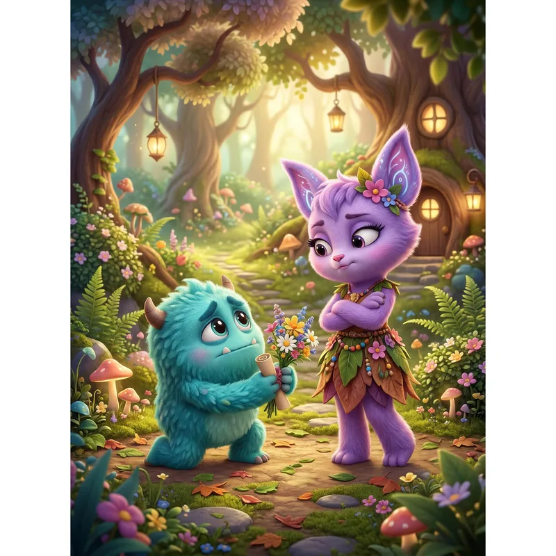 Sorry Flowers Card: A Fuzzy Monster Apology Gift
