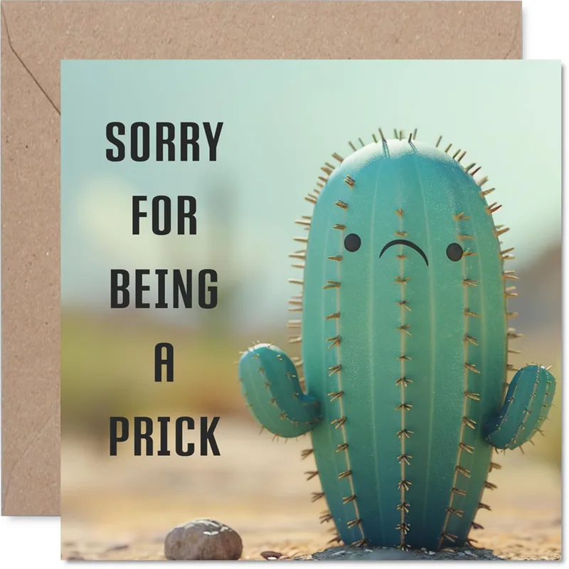 Apology Cactus Card: Sorry for Being a Prick