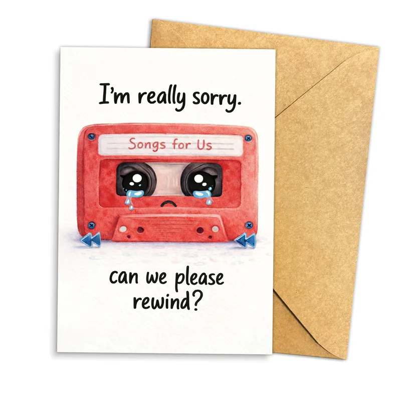 Apology Rewind Card: Red Cassette, Sorry Note