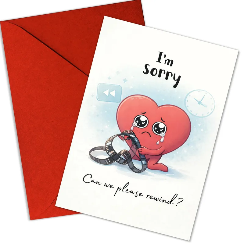 Sad Heart Apology Card for a Crying Heart Rewind