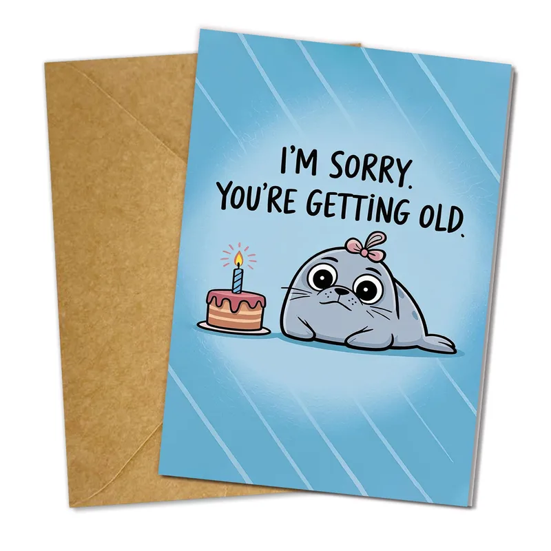 Blue Seal Cake Sorry Card for a Funny Birthday Apology