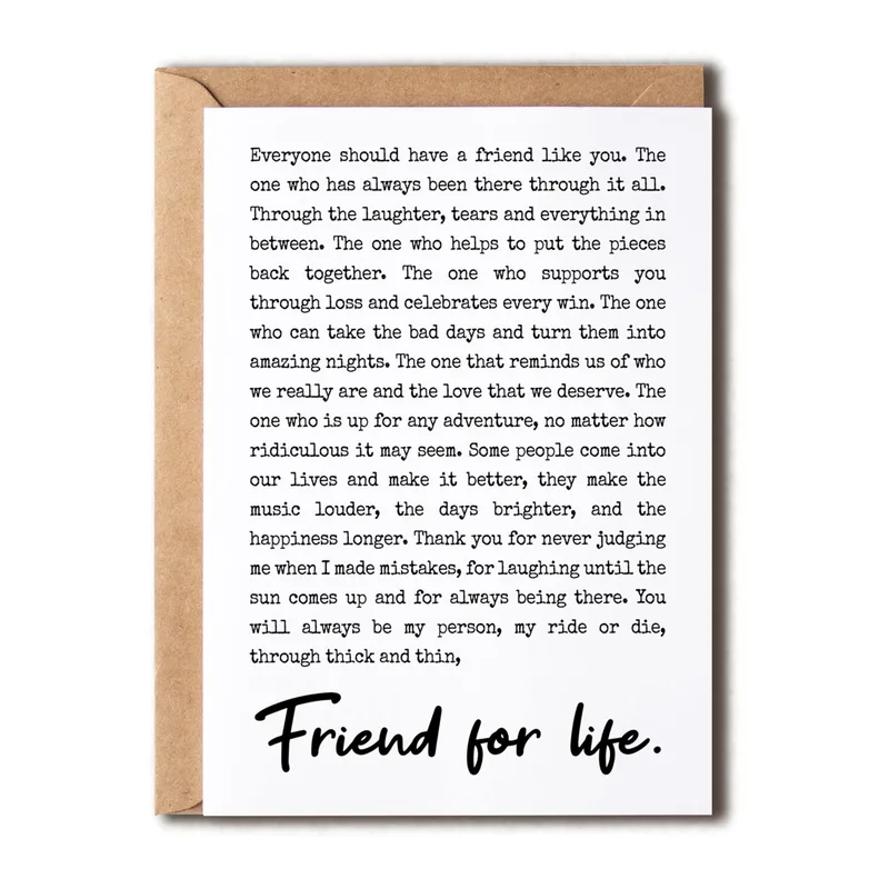 Friend for Life Friendship Card Celebrating a Ride or Die Best Friend