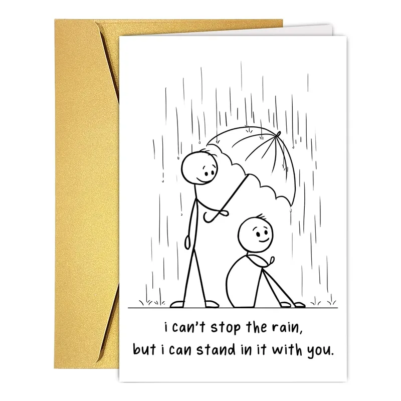 I Can't Stop Card: A Stick Figure Umbrella Encouragement Card