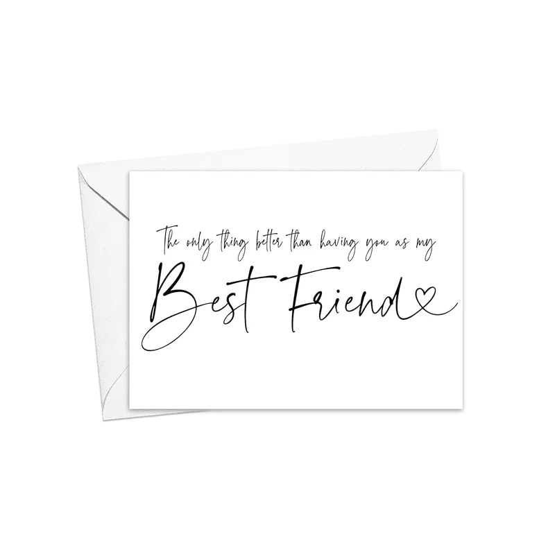 Thank You Best Friend Card with a Heart Script Message