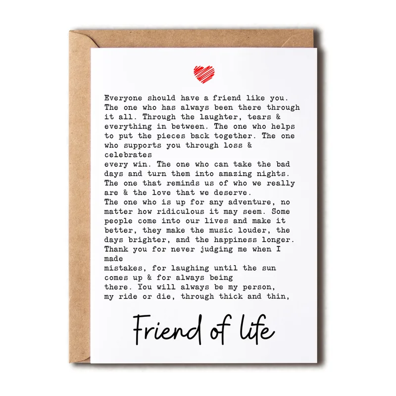 Friend of Life Card: A Heartfelt Message for Your Best Friend