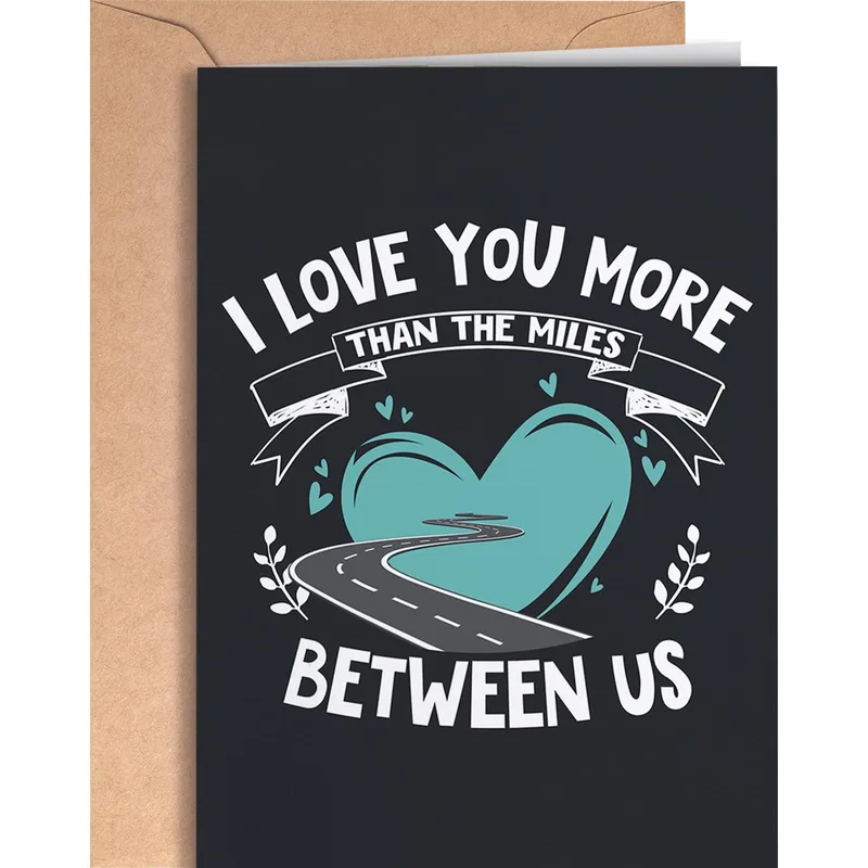 Miles Apart Love Card: Teal Heart and Open Road