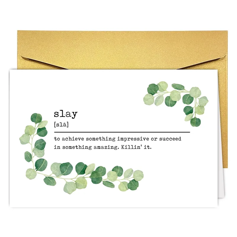 Slay Definition Card: Eucalyptus Leaves and a Dictionary Joke