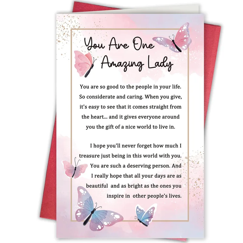 Amazing Lady Card with Pink Watercolor Butterflies