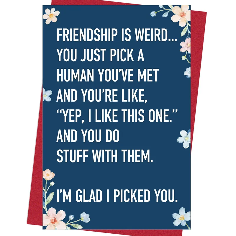 Navy Floral Border Text Card for Your Best Friend