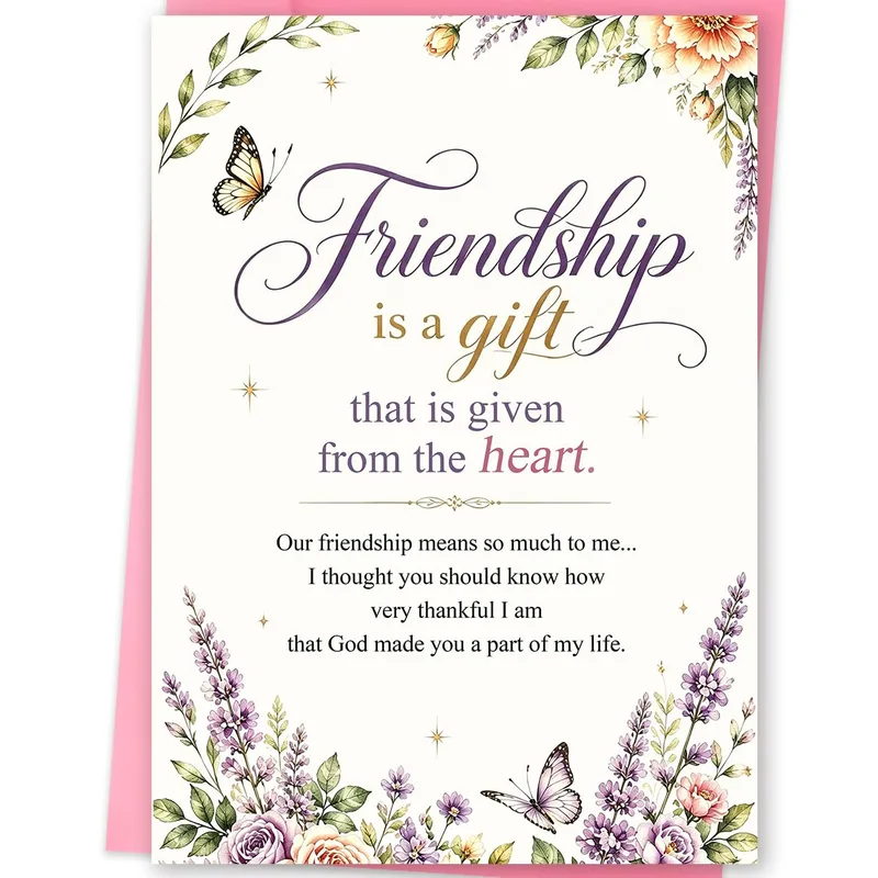 Friendship Gift Card for Best Friend with Floral Butterfly Design