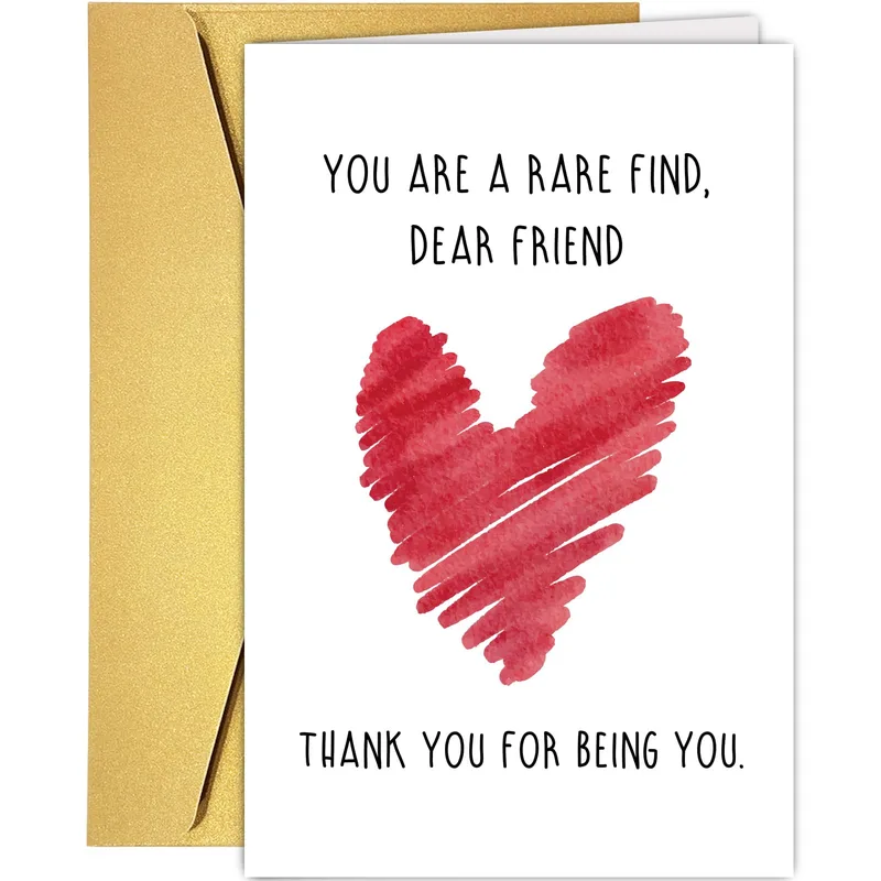 Rare Find Friend Card with a Red Watercolor Heart