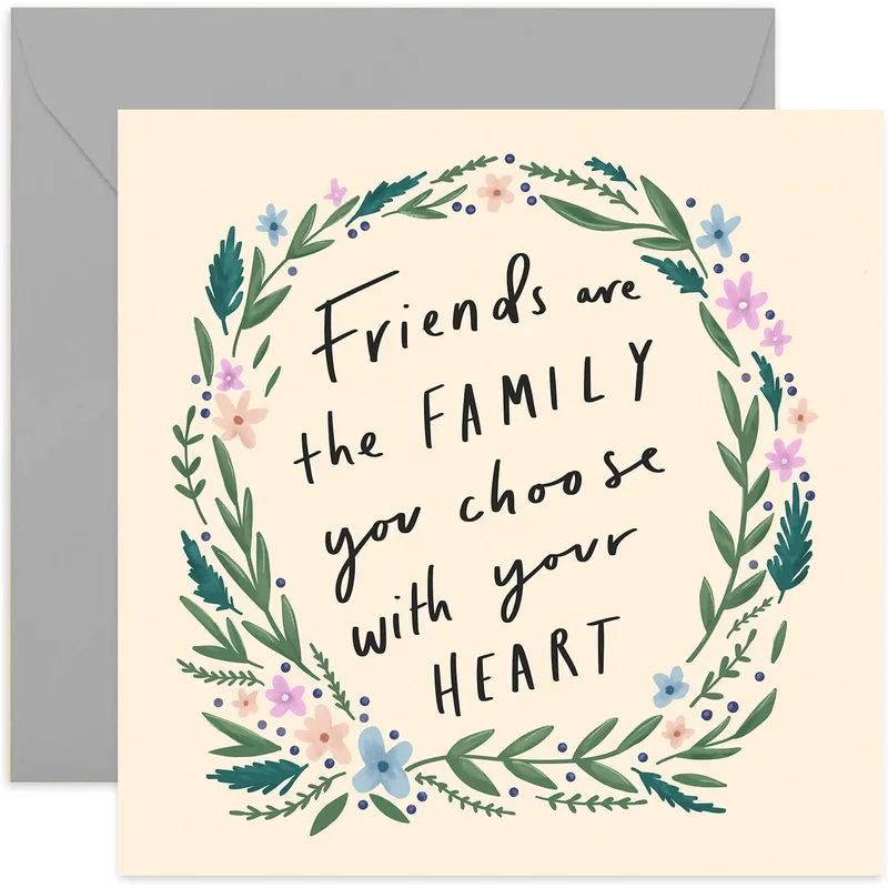 Friendship Wreath Card: Friends Are the Family You Choose