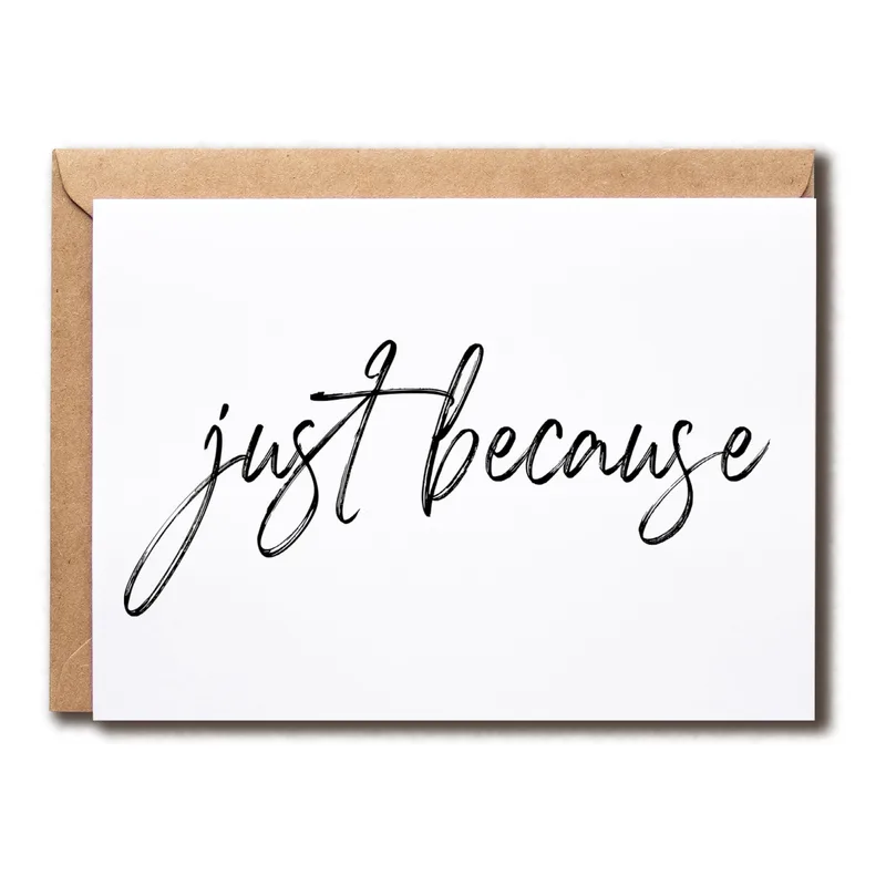 Just Because Card: Black Script Thinking of You Card