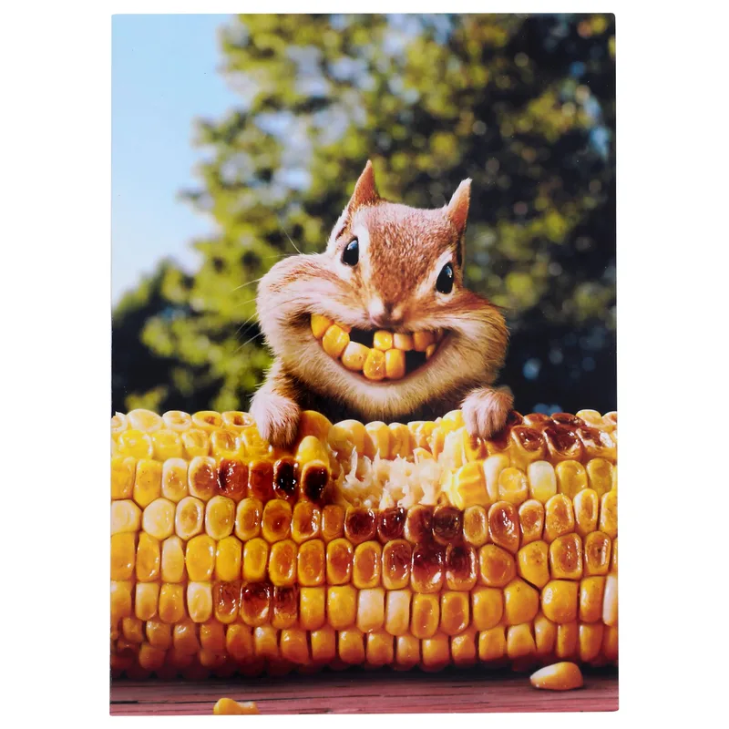 Chipmunk Eating Corn Card for a Friend With a Big Grin