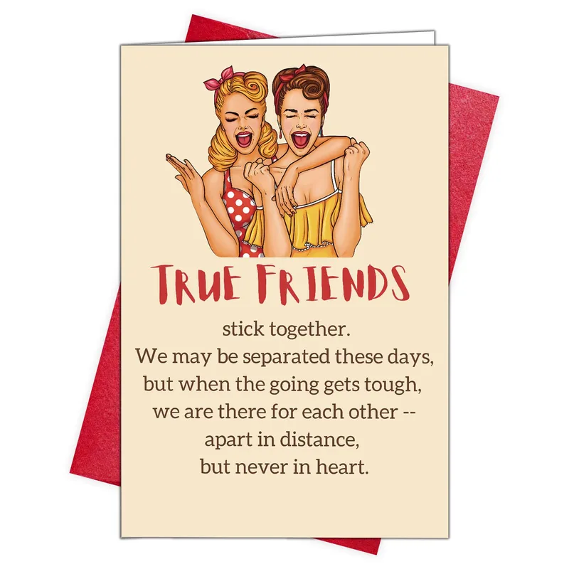 Best Friendship Card: Two Retro Pals Who Stick Together