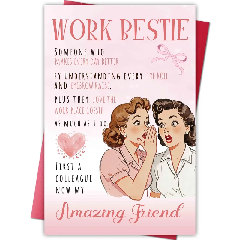 Work Friend Card: a retro gossip card for your office bestie