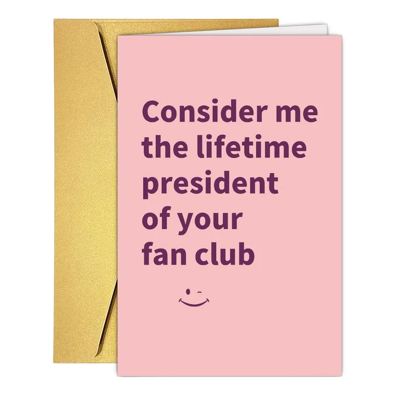 Fan Club President Card: A Playful Pink Friendship Card