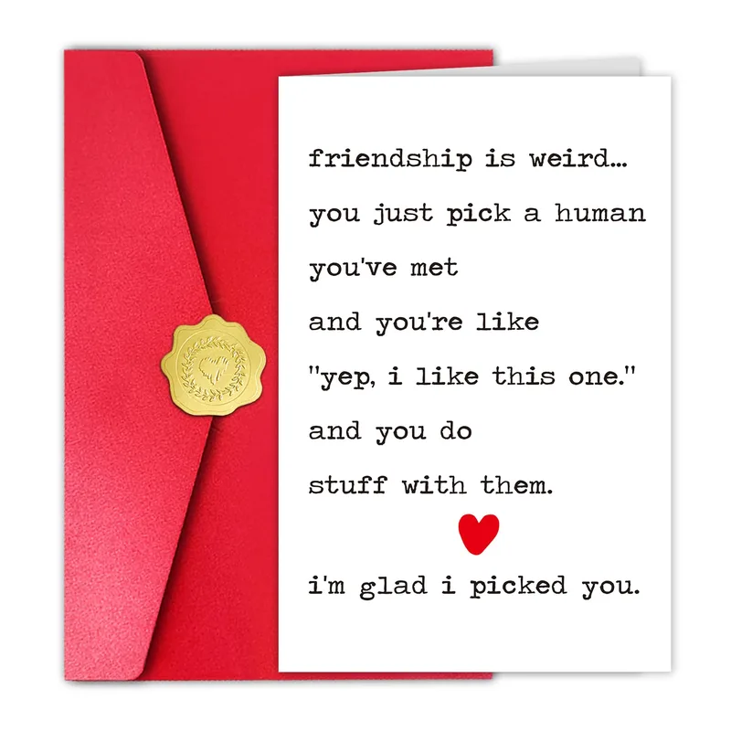 Red Envelope Typewriter Text Card for Your Best Friend