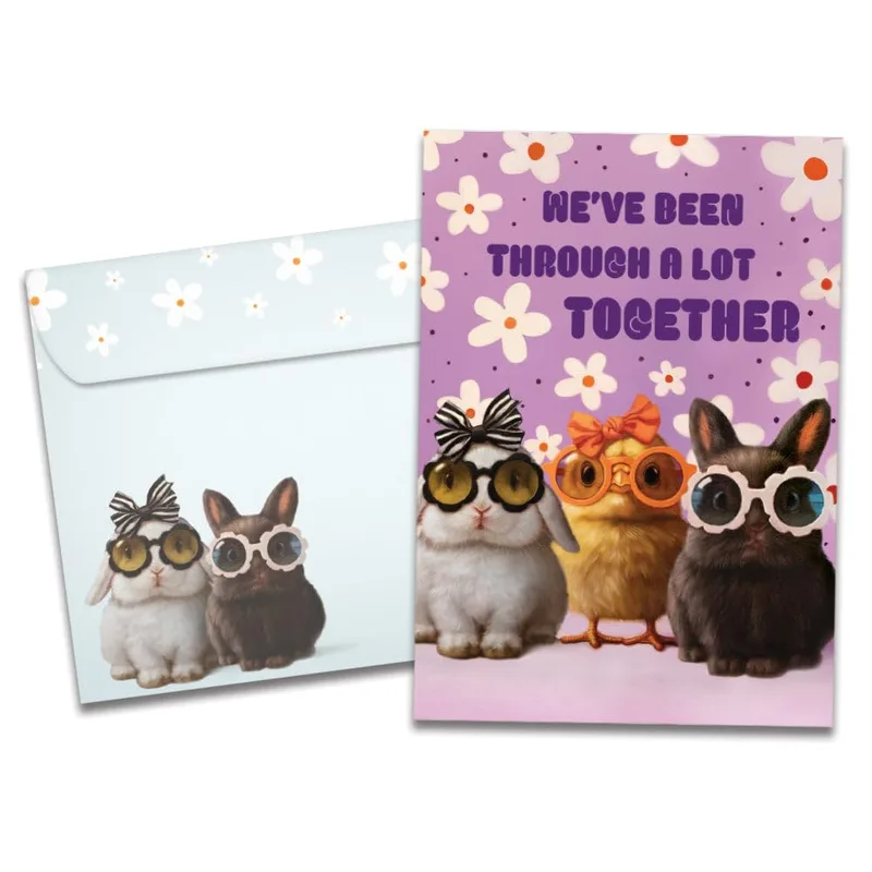 Through a Lot Together Card: Bunnies and Chicks in Shades