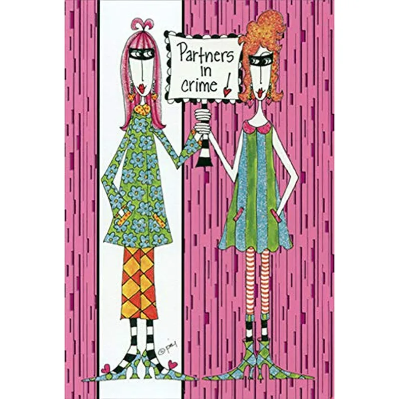 Best Friend Crime Partner Card: Two Playful Pals, One Mischievous Sign