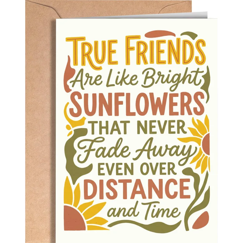 Friendship Sunflower Card for Besties Who Stay Close Despite the Miles