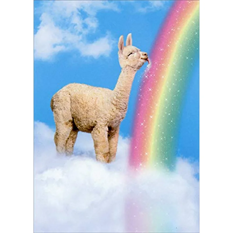 Llama Rainbow Card for a Friend Who Loves Whimsy