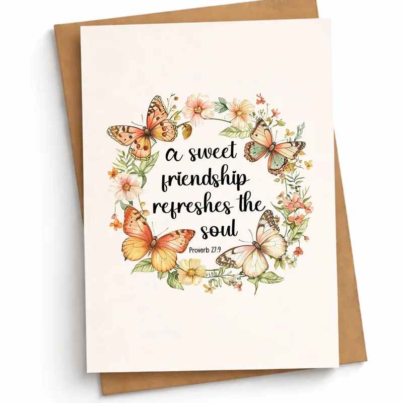 Friendship Scripture Card with Butterflies and Florals