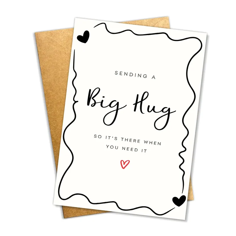 Hug When You Need It Card: Big Hug Line Art Card
