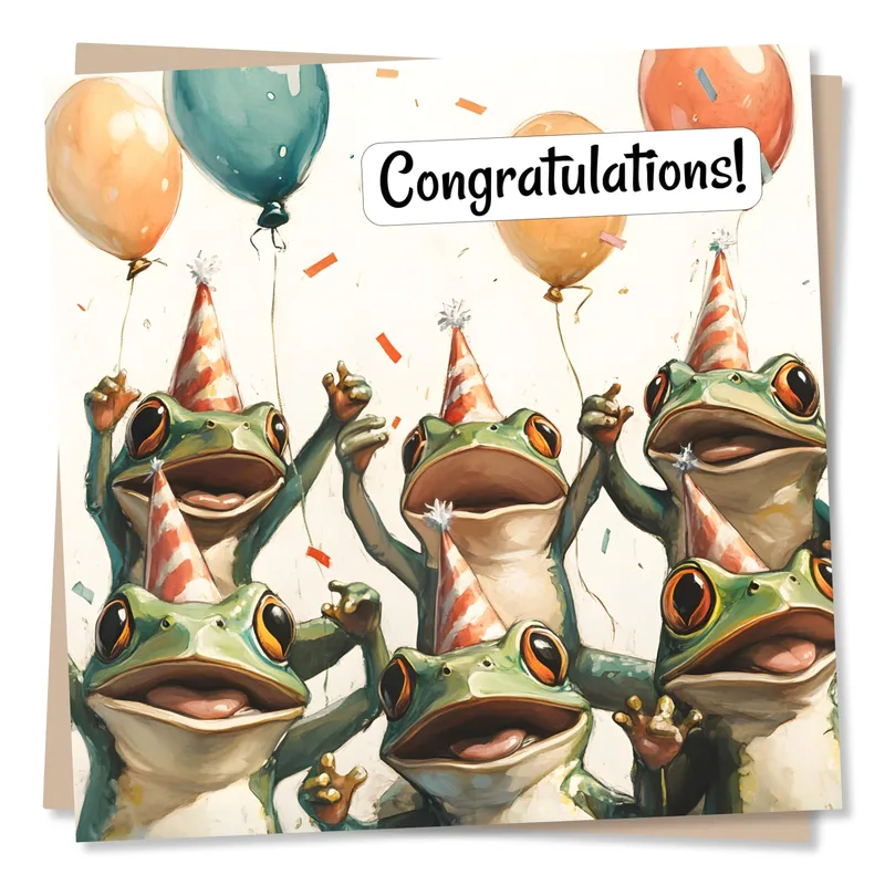 Frog Party Congratulations Card for Your Big News