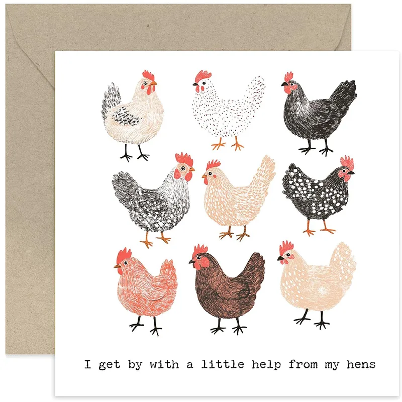 Chicken Lover Card: Nine Hens, One Hearty Thought