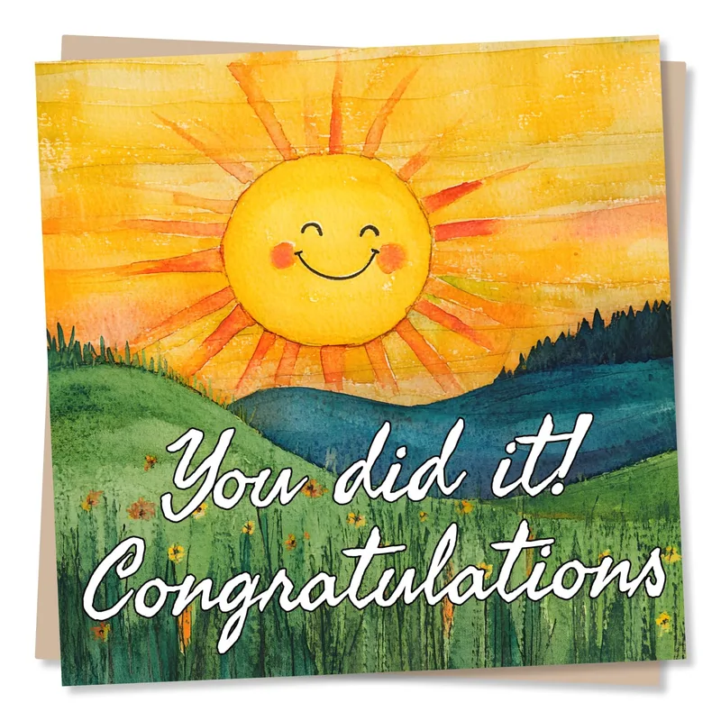 Congratulations Sunshine Card: A Smiling Sun for Your Big Win