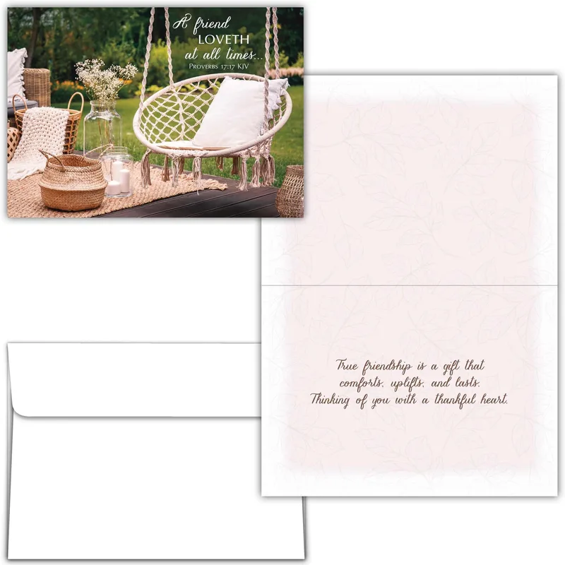 Friend Loveth Card: A Macramé Garden Hammock Friendship Greeting