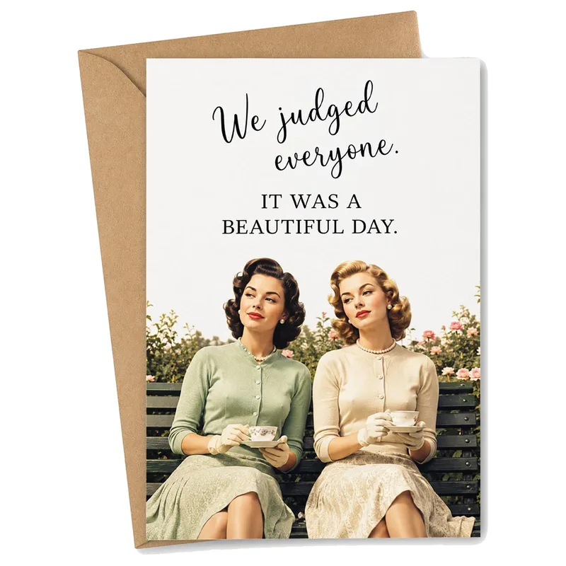 Friend Gossip Card: Vintage Tea Time Humor