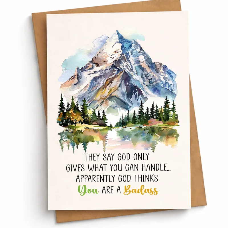 Watercolor Mountain Landscape Card: A Faith-Themed Pep Talk