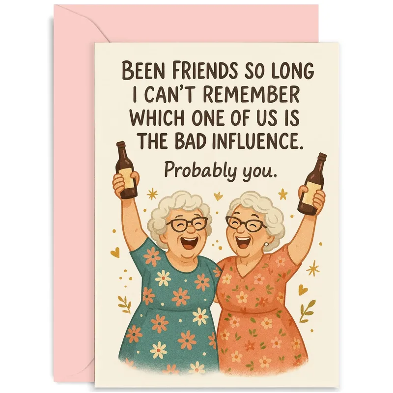 Old Friends Card: Two Grandmas Toasting Their Friendship