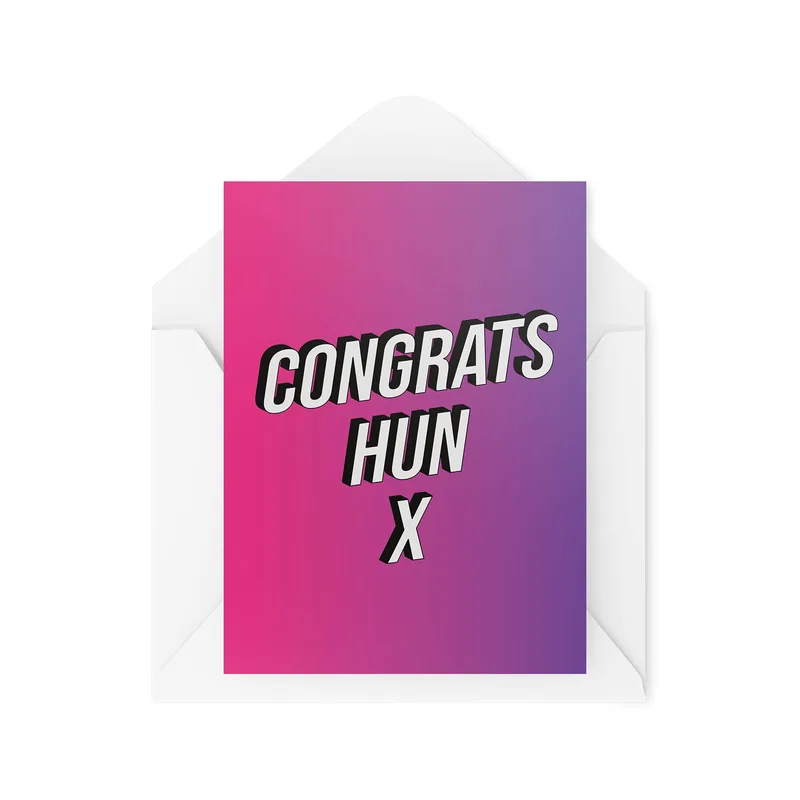 Congrats Hun Card: Bold Pink and Purple Celebration Greeting