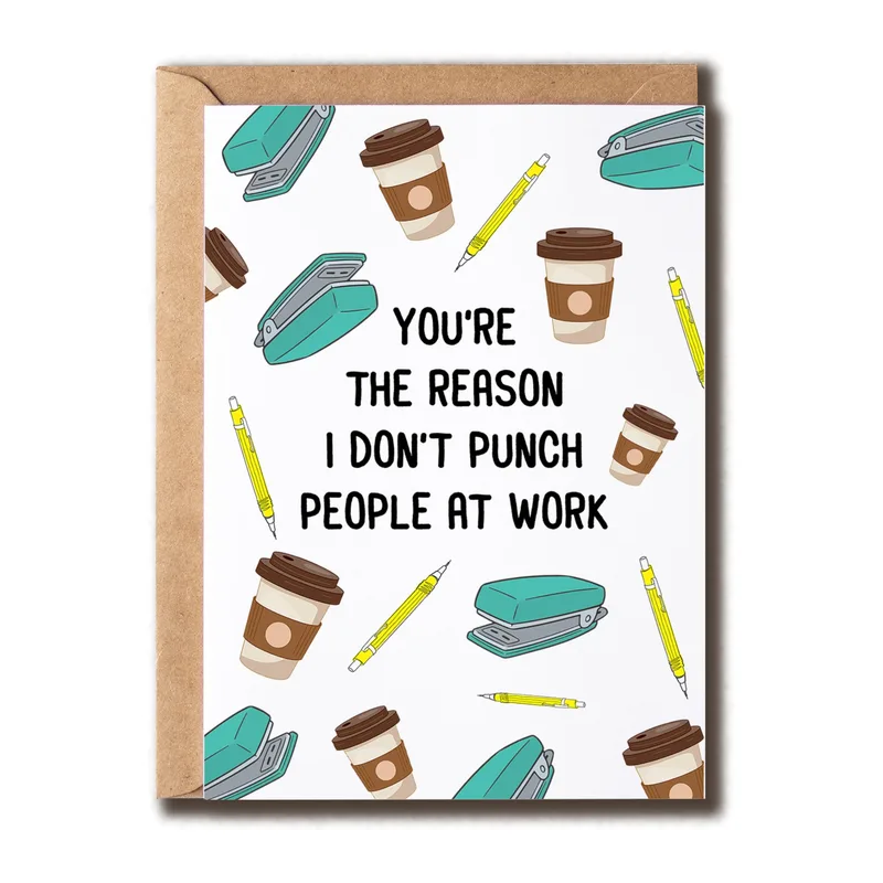 You're the reason Card: office supplies pattern