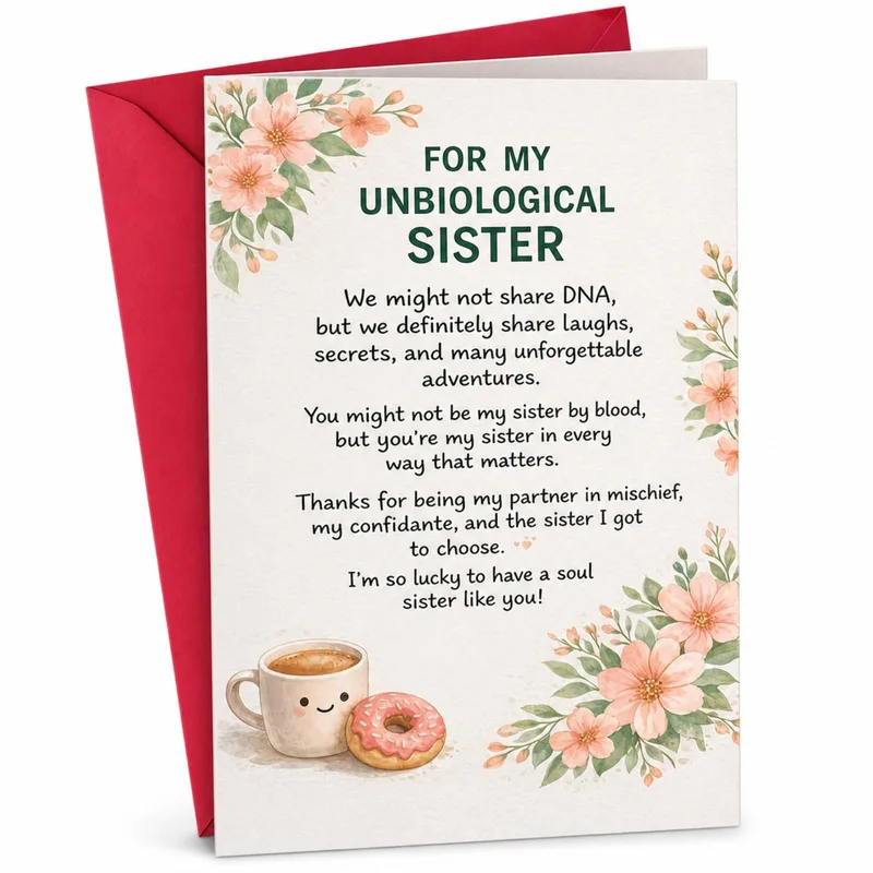 Chosen Sister Card with Blush Florals and Coffee