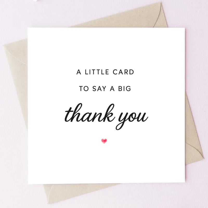 Minimalist Pink Heart Script Card: A Simple Thank You