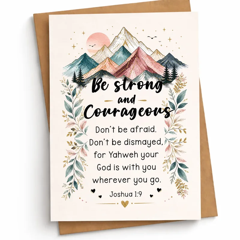 Be Strong Encouragement Card with Mountain Scene