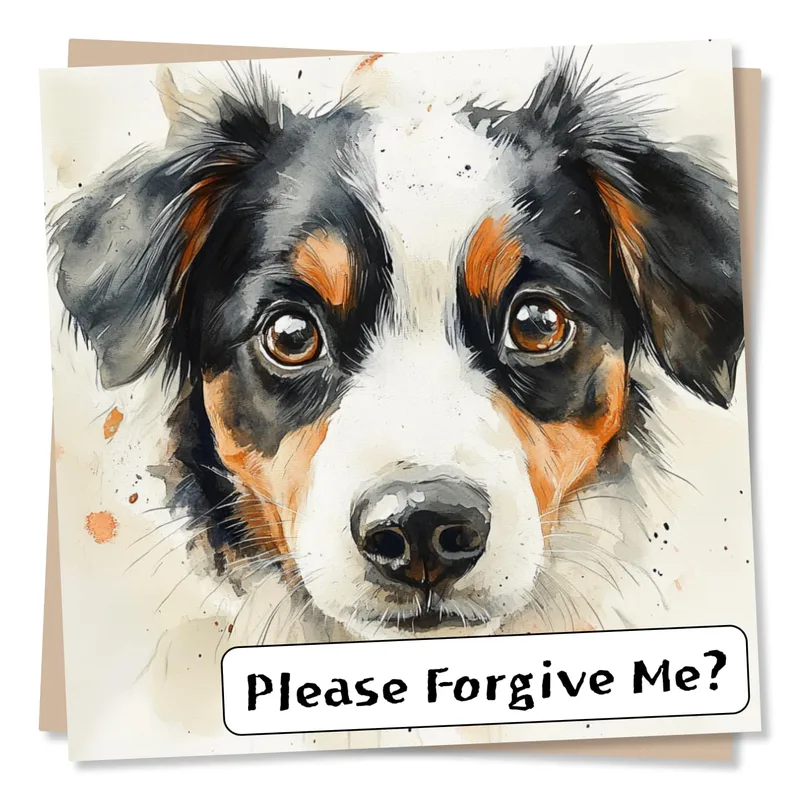 Puppy Eyes Sorry Card: Please Forgive Me? Watercolor Dog